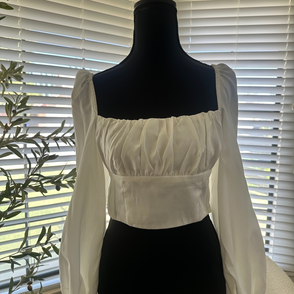 Princess Polly White Ruched Blouse